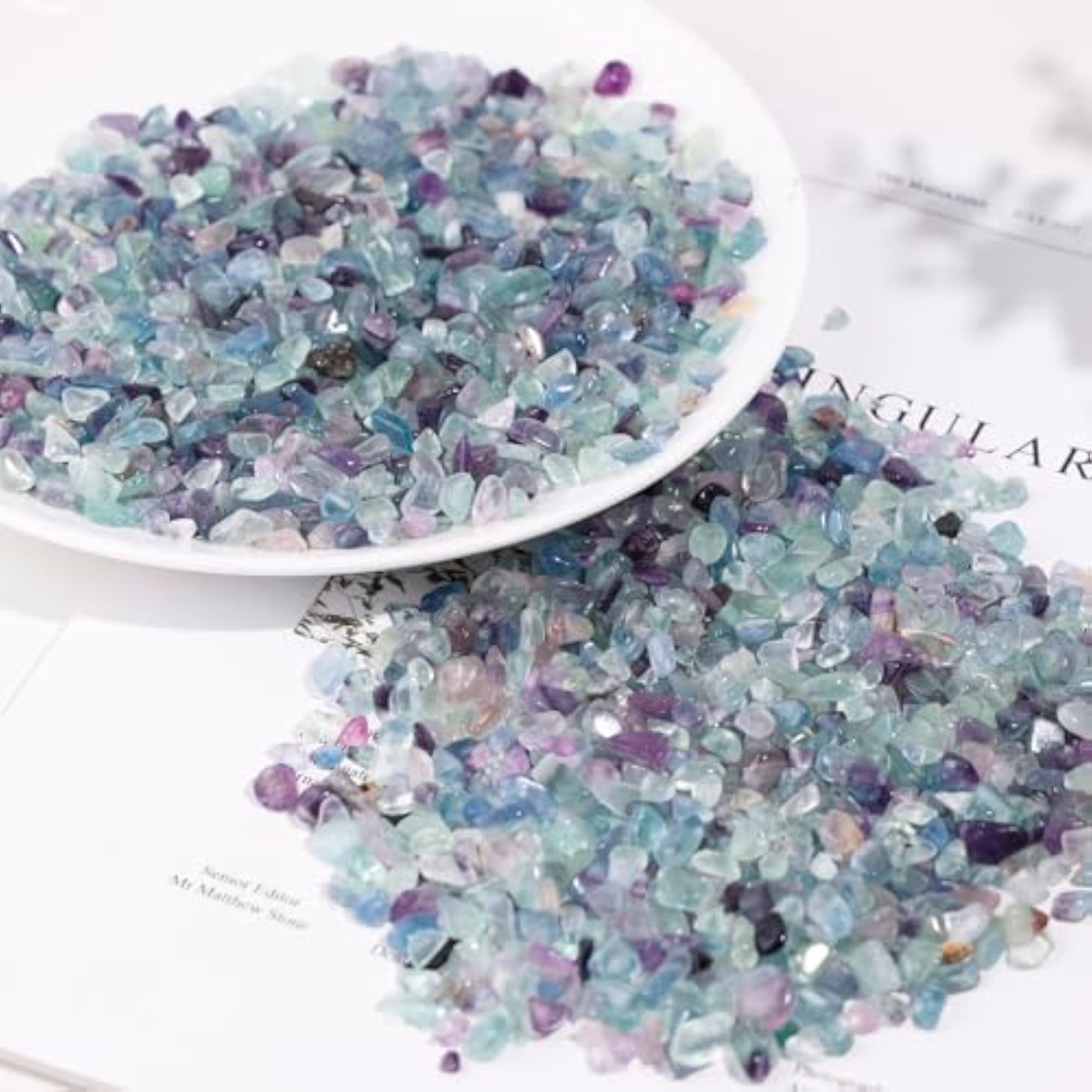 Fluorite Tumbled Chips Stone Crushed Crystal Quartz Pieces, Irregular Shaped Stones